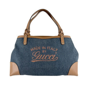Gucci handbag/tote bag, denim leather, indigo blue/brown, women's, 348715 z10061